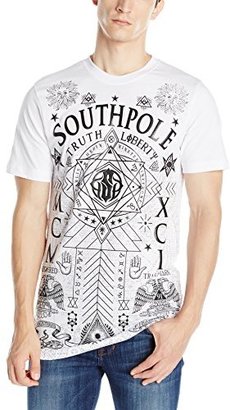 Southpole Men's Foil and Screen Print Graphic T-Shirt with Ancient Egyptian Character