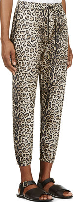Moncler Gamme Rouge Beige & Black Leopard Print Lounge Pants