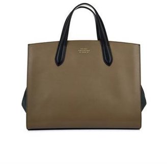 Smythson 1887 leather and suede tote