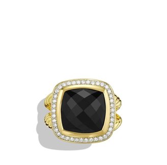 David Yurman Albion Ring with Black Onyx and Diamonds in Gold