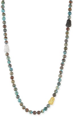 MCL by Matthew Campbell Laurenza Chrysocolla & Pave Ball Necklace, 38"L