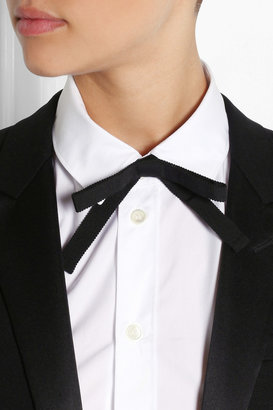 Saint Laurent Silk-grosgrain and leather bow collar