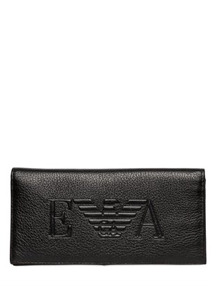 Emporio Armani Hammered Leather Long Wallet