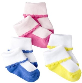 Carter's Just One YouTMMade by Newborn Girls' 3 Pack Scalloped Cuff Socks - Assorted 3-12 M