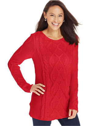 Charter Club Long-Sleeve Cable-Knit Sweater