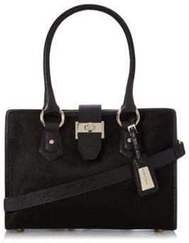 J by Jasper Conran Designer black leather twist lock small tote bag