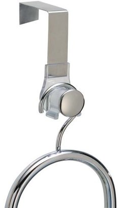 InterDesign Stainless Steel Forma Over the Shower Door Caddy Hook, Clear/ Brushed