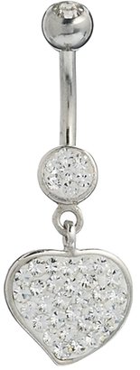 Love Rocks Cubic Zirconia and Sterling Silver Heart Belly Bar