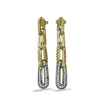 David Yurman Labyrinth Link Drop Earrings with Diamonds in Gold