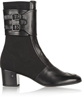Laurence Dacade Gama paneled leather and stretch-crepe boots