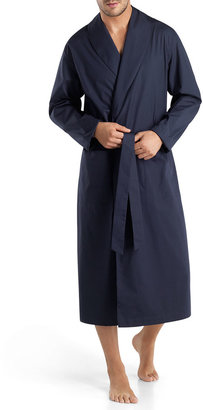 Hanro Tiago Men's Woven  Robe, Navy