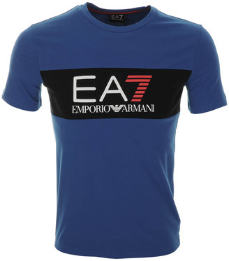 Emporio Armani EA7 Colour Block T Shirt Blue