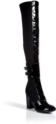 Laurence Dacade Patent/Stretch Crepe Over-the-Knee Boots