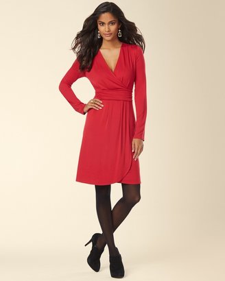 Soma Intimates Long Sleeve Surplice Wrap Short Dress Ruby