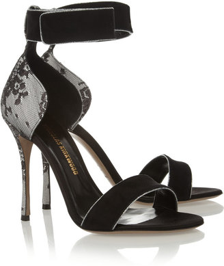 Nicholas Kirkwood Suede, lace and satin sandals