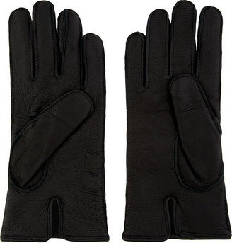 Dolce & Gabbana Black Deerskin Leather & Cashmere Gloves