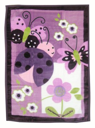 Lambs & Ivy Lambs and Ivy Luv Bugs High Pile Blanket, Plum