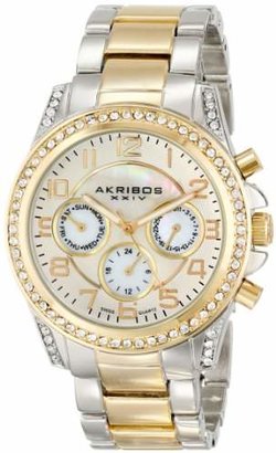Akribos XXIV Women's AK683TTG "Ultimate" Two-Tone Bracelet Watch With Crystal Accents