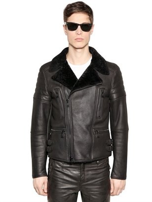 Belstaff Fraser" Shearling Leather Biker Jacket