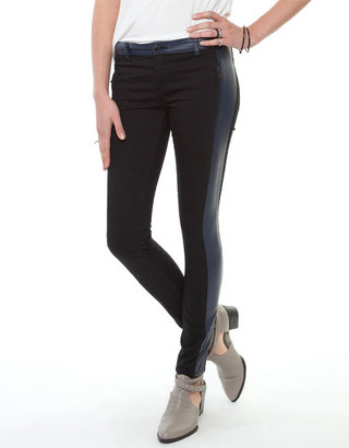 Blank NYC Black Skinny  with Vegan Leather Detail Jeans
