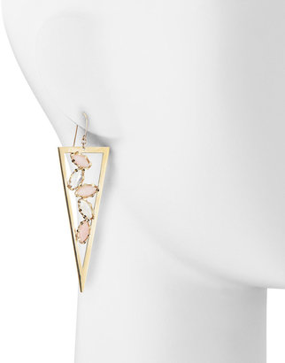 Lana Pink Opal & Rainbow Moonstone Triangle Spike Earrings