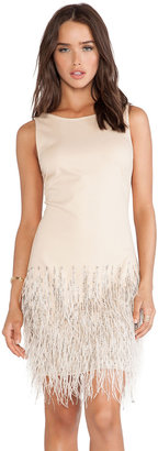 Haute Hippie Sleeveless Embellished Dress with Ostrich Feathers