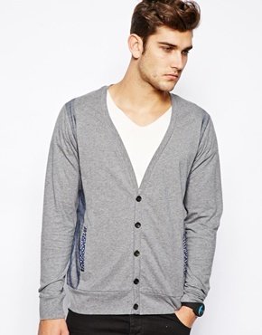 Izzue Cardigan With Chambray Panel
