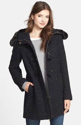 Ellen Tracy Luxe Faux Fur Trim Duffle Coat
