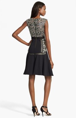 Tracy Reese Faux Leather Lace Flared Dress