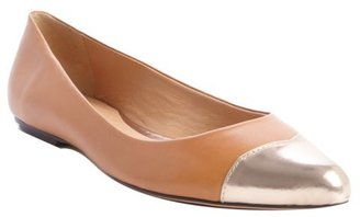 Rebecca Minkoff tan and gold leather pointed toe 'Irma' flats