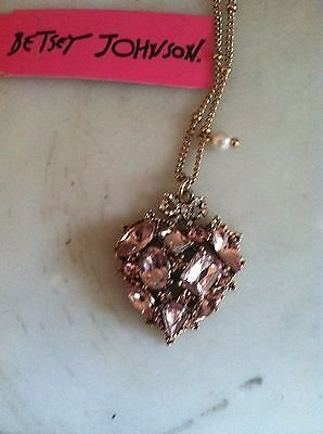 Betsey Johnson New design Pink Crystal Heart-shaped necklace    new with tags