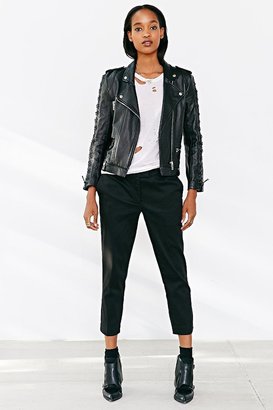Urban Outfitters Capulet Laced-Sleeve Leather Moto Jacket