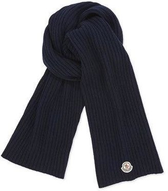 Moncler Men's Cashmere Solid Ribbed Knit Scarf