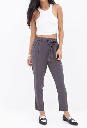 Forever 21 Tie-Belt Woven Trousers