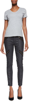 7 For All Mankind Coated Double-Zip Moto Jeans, Black