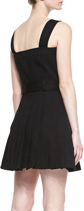 Alexander McQueen Belted Square-Neck Pleated Dress