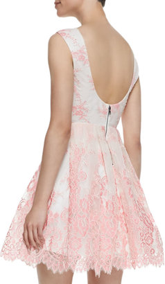 Alice + Olivia Fila Lace-Overlay Sleeveless Dress, Pink Icing