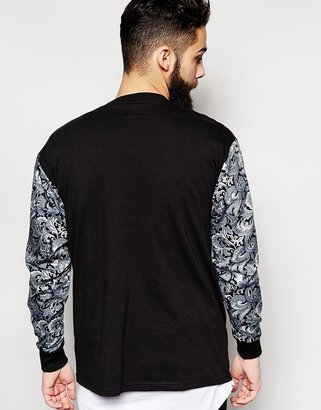 B.young Reclaimed Vintage Long Sleeve T-Shirt With Paisley Sleeves