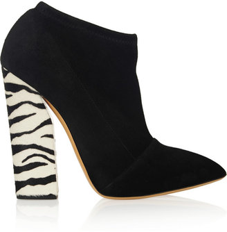 Casadei Suede and zebra-print calf-hair ankle boots