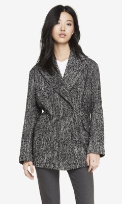 Express Double Breasted Tweed Cocoon Coat