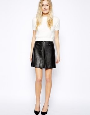 Oasis A Line Zip Detail Skirt - Black