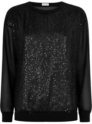 Reiss Dover Sequin Lace Top