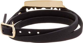 McQ Black Razor Blade Wraparound Leather Bracelet
