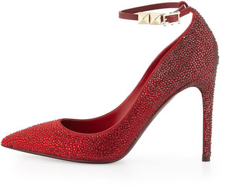 Valentino Rouge Absolute Crystal Ankle-Strap Pump, Rouge