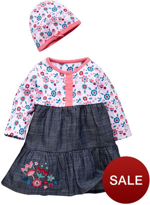 Ladybird Baby Girls Jersey/Chambray Dress And Hat