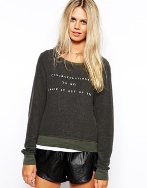 Wildfox Couture Baggy Beach Sweatshirt With Congratulations Bed Print - Gray