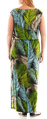 London Times London Style Collection Print Blouson Maxi Dress - Plus