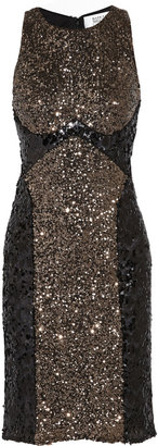 Badgley Mischka Metallic sequined tulle dress