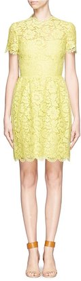 Valentino Lace overlay pleated front dress