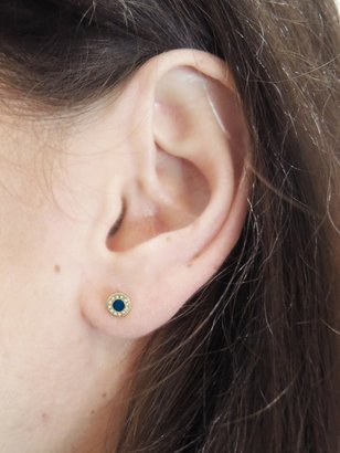 Jennifer Meyer Diamond Opal Inlay Circle Stud Earrings - Yellow Gold